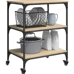 vidaXL Keuken Trolley Sonoma Eiken 60 x 41 x 76 cm Bewerkt hout