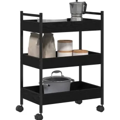 vidaXL Keuken Trolley Zwart eiken 50 x 30 x 70 cm Bewerkt hout