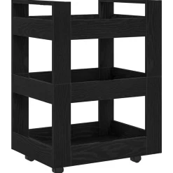 vidaXL Keuken Trolley Zwart Eiken 60 x 45 x 80 cm Bewerkt hout