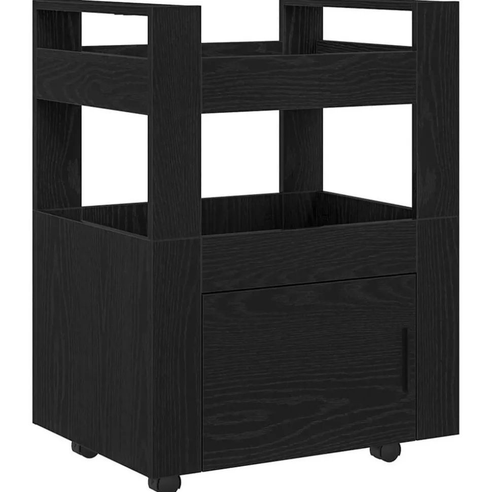 vidaXL Keuken Trolley Zwart eiken 60 x 45 x 80 cm Bewerkt hout