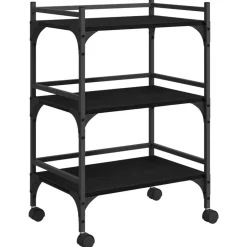 vidaXL Keuken Trolley Zwart Eiken 50 x 35 x 75.5 cm Bewerkt hout