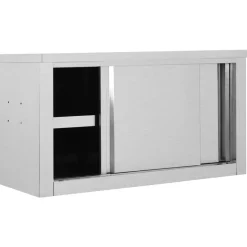 vidaXL Keukenbovenkast met schuifdeuren 90x40x50 cm roestvrij staal