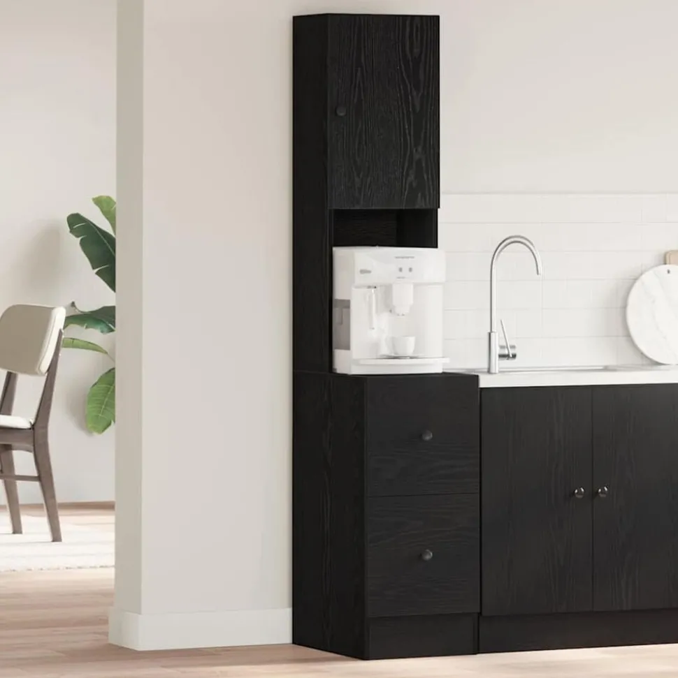 vidaXL Keukenbuffet met lade met plank Zwart Eiken 32 x 50 x 180 cm