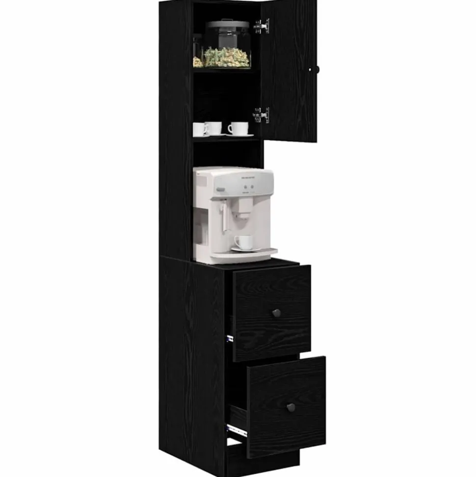 vidaXL Keukenbuffet met lade met plank Zwart Eiken 32 x 50 x 180 cm