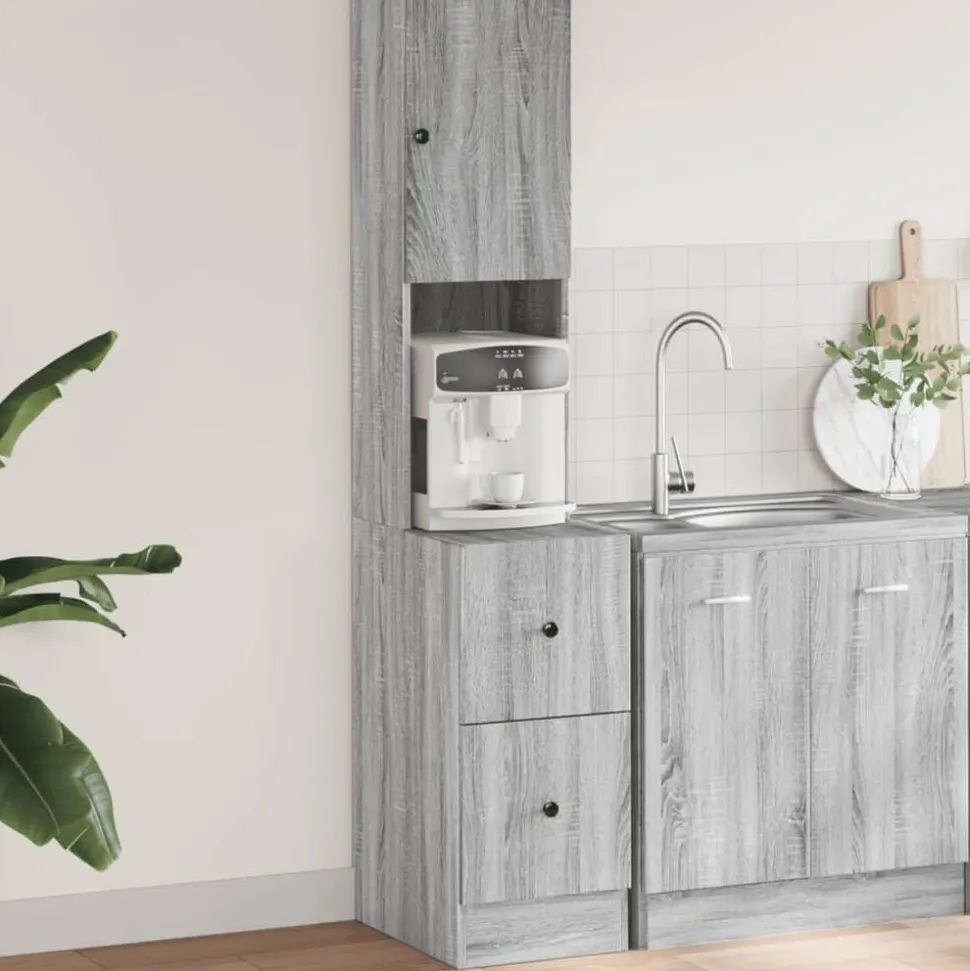 vidaXL Keukenkast 35x50x180 cm bewerkt hout grijs sonoma eiken