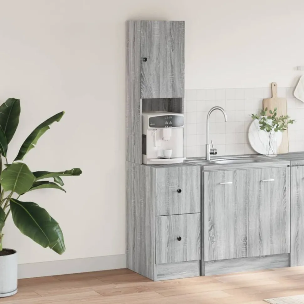 vidaXL Keukenkast 35x50x180 cm bewerkt hout grijs sonoma eiken