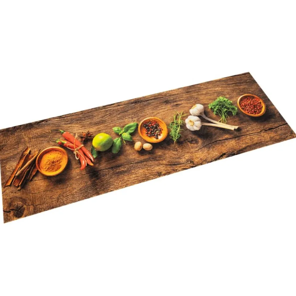 vidaXL Keukenmat wasbaar kruidenprint 45x150 cm fluweel