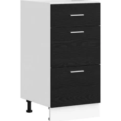 vidaXL Keukenonderkast Zwart Eiken 40 x 46 x 81,5 cm Bewerkt hout