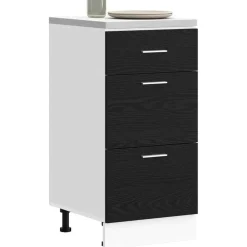 vidaXL Keukenonderkast Zwart Eiken 40 x 46 x 81,5 cm Bewerkt hout