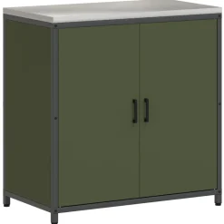 vidaXL Keukenopslag met plank Olijf Groen 90 x 50 x 92 cm Staal