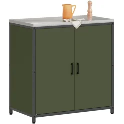 vidaXL Keukenopslag met plank Olijf Groen 90 x 50 x 92 cm Staal