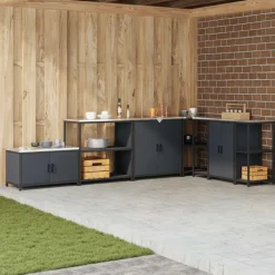 vidaXL Keukenopslag met plank Antraciet 90 x 50 x 92 cm Staal