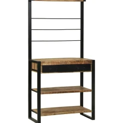 vidaXL Keukenrek Bruin en zwart 80 x 40 x 160 cm Massief Mango Hout