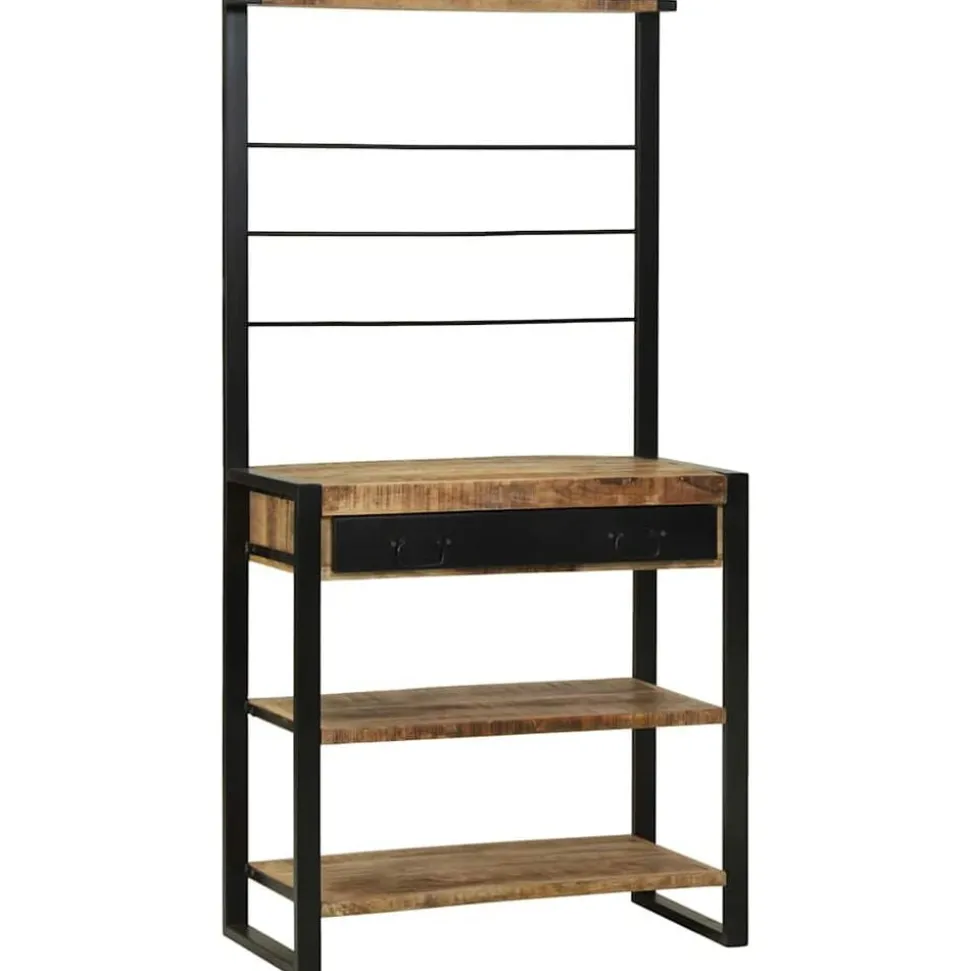 vidaXL Keukenrek Bruin en zwart 80 x 40 x 160 cm Massief Mango Hout