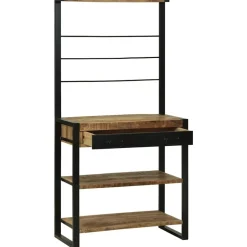 vidaXL Keukenrek Bruin en zwart 80 x 40 x 160 cm Massief Mango Hout