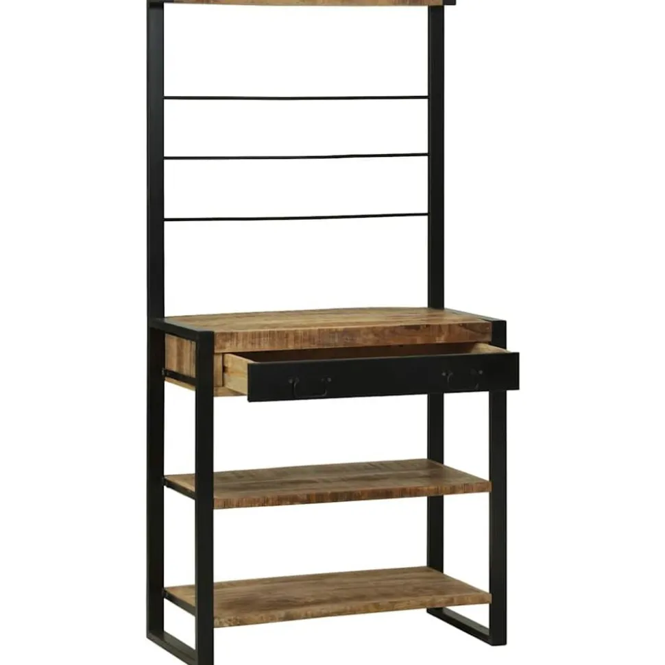 vidaXL Keukenrek Bruin en zwart 80 x 40 x 160 cm Massief Mango Hout