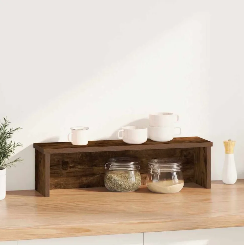 vidaXL Keukenrek stapelbaar 50x15x16 cm bewerkt hout gerookt eiken
