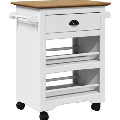 vidaXL Keukentrolley BODO 67,5x45x80 cm wit en bruin