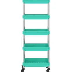 vidaXL Keukentrolley 5-laags 42x29x128 cm ijzer en ABS turquoise