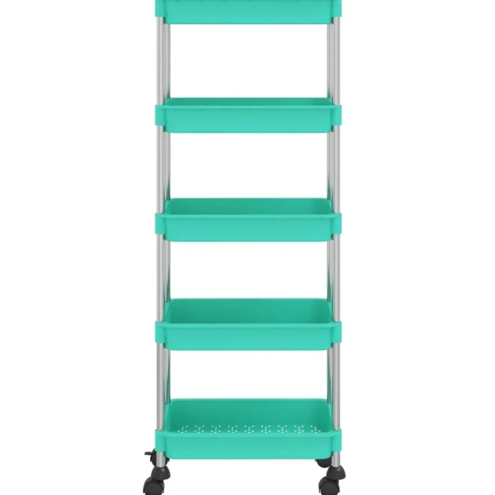 vidaXL Keukentrolley 5-laags 42x29x128 cm ijzer en ABS turquoise