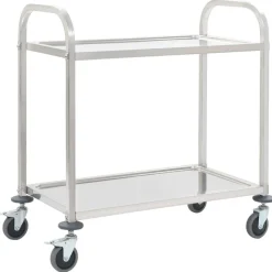 vidaXL Keukentrolley 2-laags 96,5x55x90 cm roestvrij staal