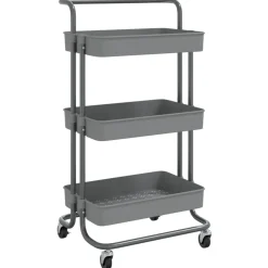 vidaXL Keukentrolley 3-laags 42x35x85 cm ijzer en ABS grijs