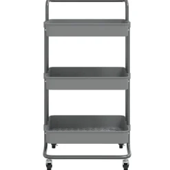 vidaXL Keukentrolley 3-laags 42x35x85 cm ijzer en ABS grijs