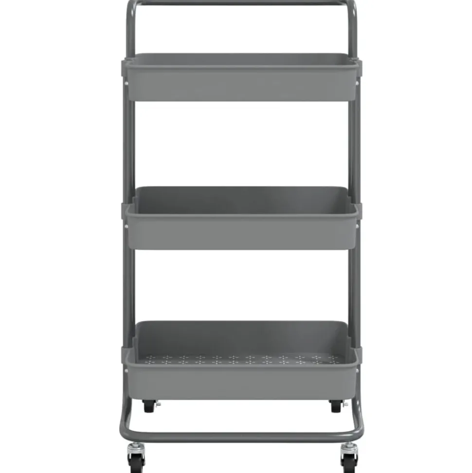 vidaXL Keukentrolley 3-laags 42x35x85 cm ijzer en ABS grijs