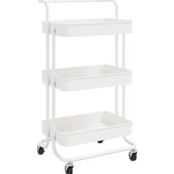 vidaXL Keukentrolley 3-laags 42x35x85 cm ijzer en ABS wit