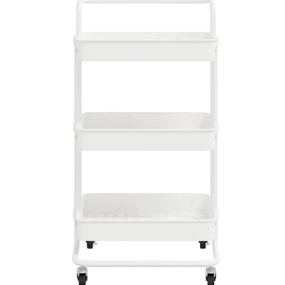 vidaXL Keukentrolley 3-laags 42x35x85 cm ijzer en ABS wit