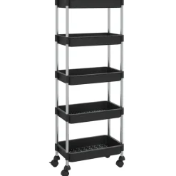 vidaXL Keukentrolley 5-laags 42x29x128 cm ijzer en ABS zwart