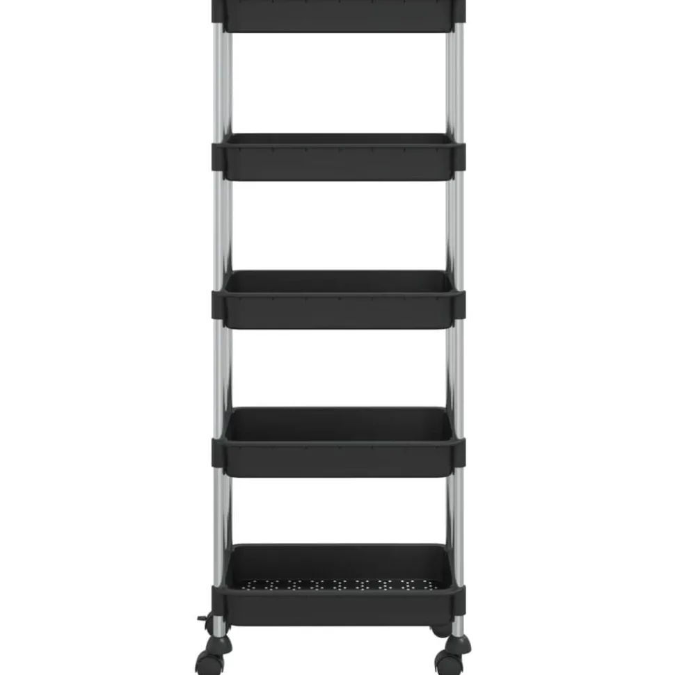 vidaXL Keukentrolley 5-laags 42x29x128 cm ijzer en ABS zwart
