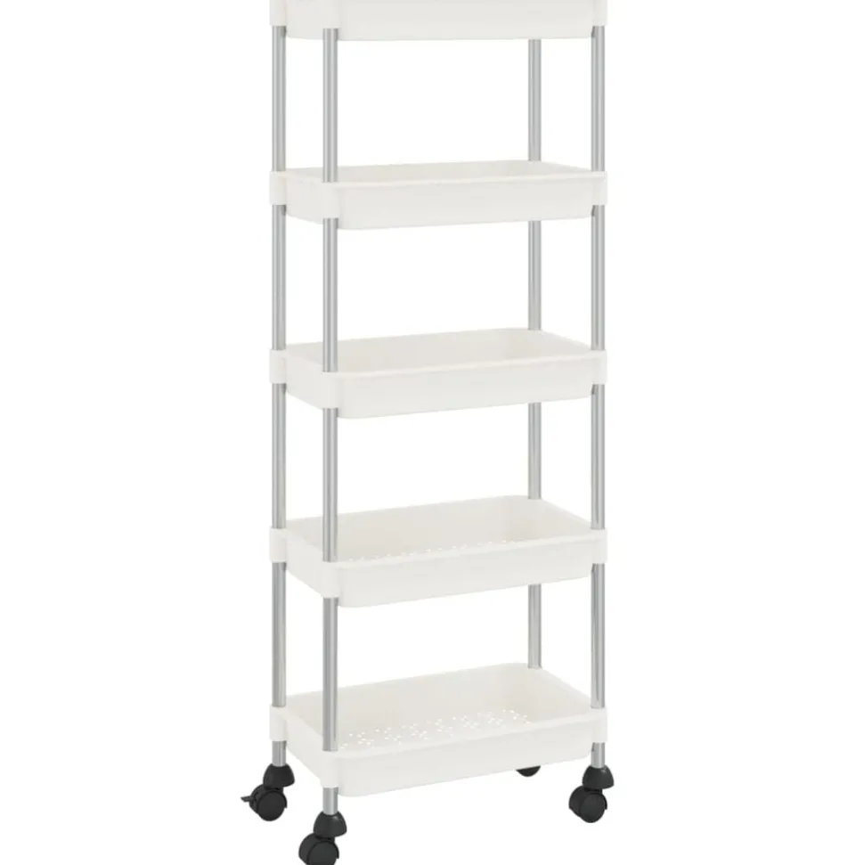 vidaXL Keukentrolley 5-laags 42x29x128 cm ijzer en ABS wit