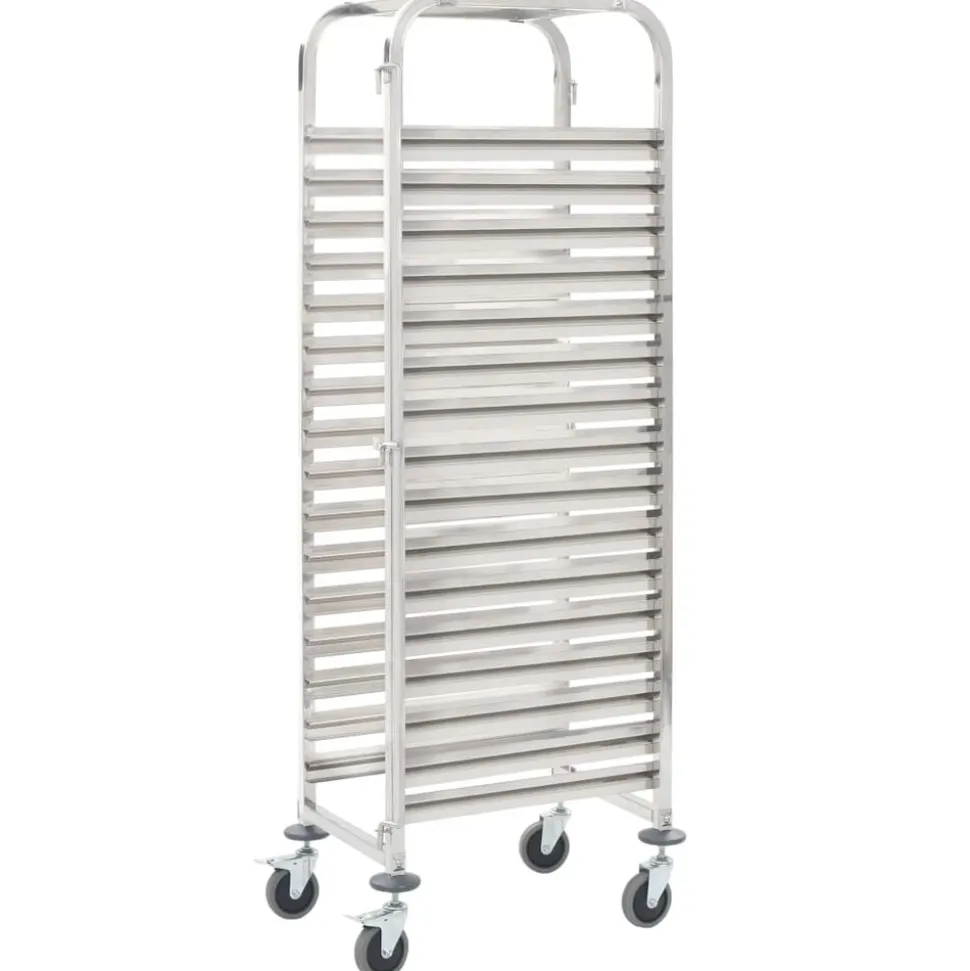 vidaXL Keukentrolley 16-laags 38x55x163 cm roestvrij staal