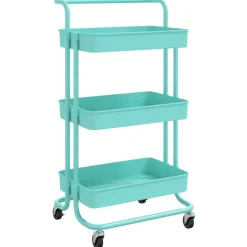 vidaXL Keukentrolley 3-laags 42x35x85 cm ijzer en ABS turquoise