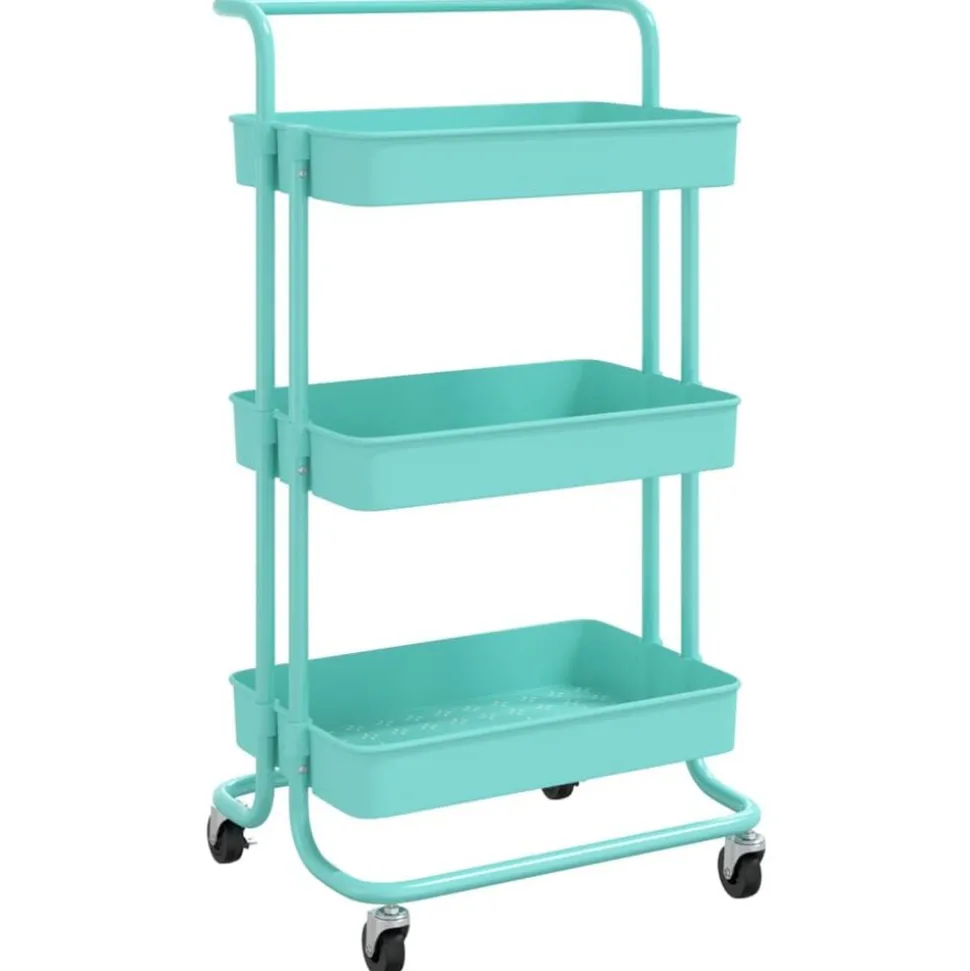 vidaXL Keukentrolley 3-laags 42x35x85 cm ijzer en ABS turquoise