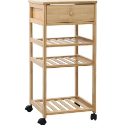 vidaXL Keukentrolley met Wielen Naturel 37 x 36 x 80 cm Bamboe