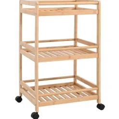vidaXL Keukentrolley met Wielen Naturel 46 x 38 x 76 cm Bamboe