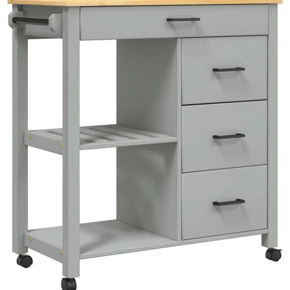 vidaXL Keukentrolley MONZA 84x40x88,5 cm massief grenenhout