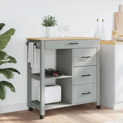 vidaXL Keukentrolley MONZA 84x40x88,5 cm massief grenenhout