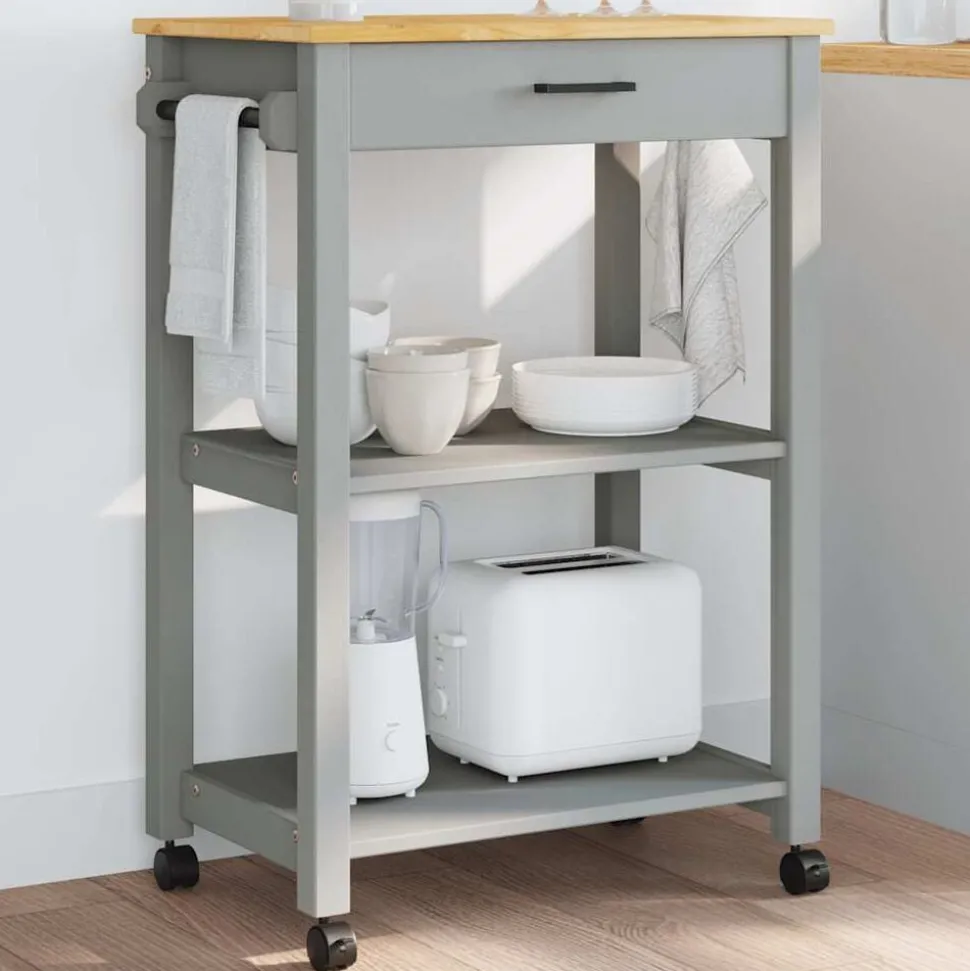 vidaXL Keukentrolley MONZA 60x40x88,5 cm massief grenenhout