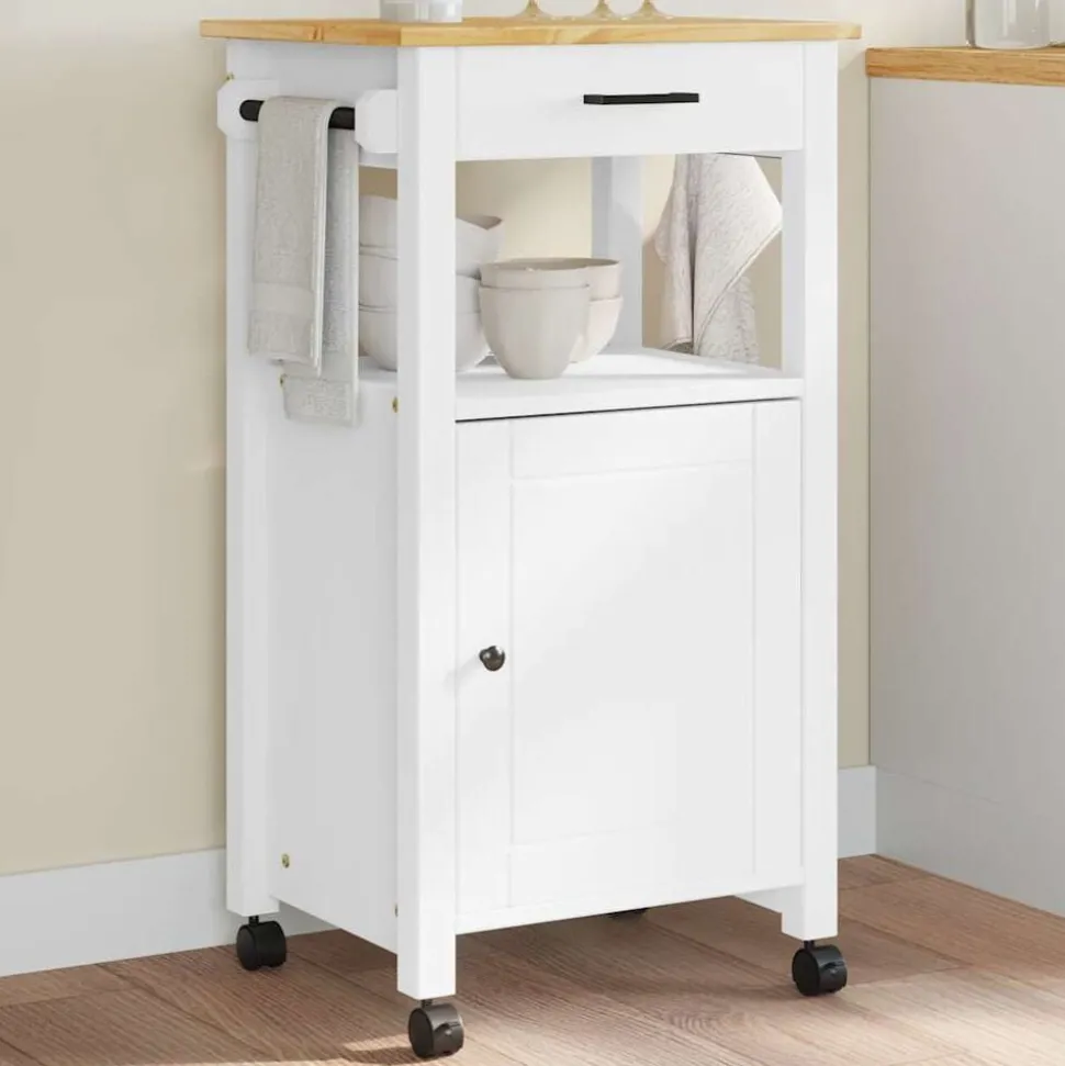 vidaXL Keukentrolley MONZA 48x40x88,5 cm massief grenenhout