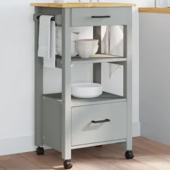 vidaXL Keukentrolley MONZA 48x40x88,5 cm massief grenenhout