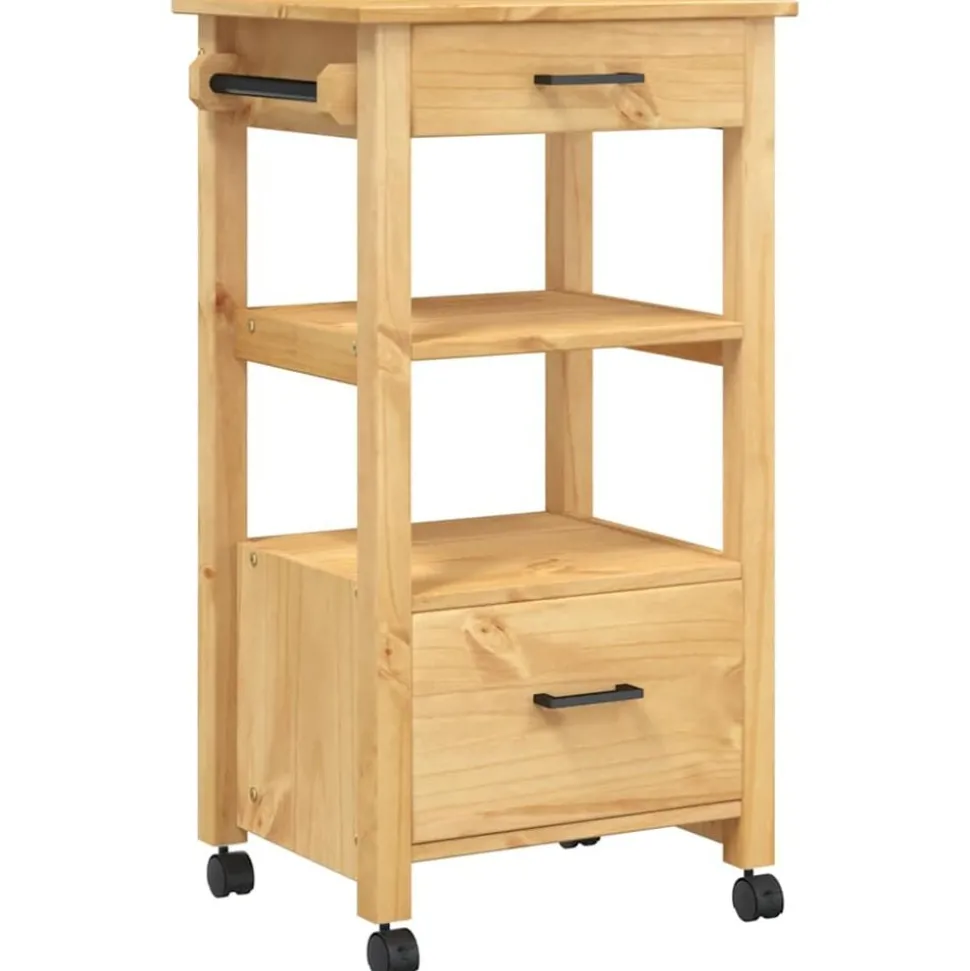 vidaXL Keukentrolley MONZA 48x40x88,5 cm massief grenenhout