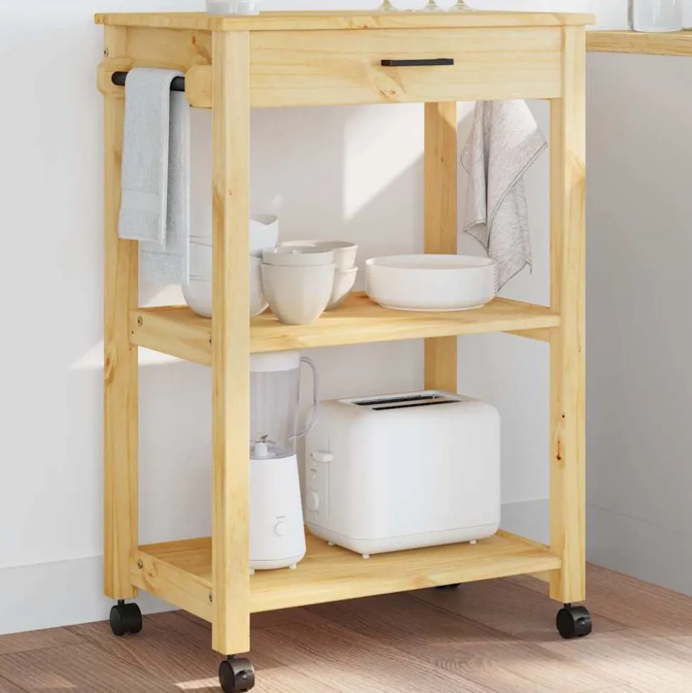 vidaXL Keukentrolley MONZA 60x40x88,5 cm massief grenenhout