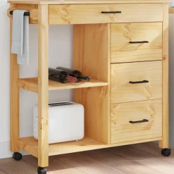 vidaXL Keukentrolley MONZA 84x40x88,5 cm massief grenenhout