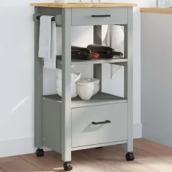 vidaXL Keukentrolley MONZA 48x40x88,5 cm massief grenenhout