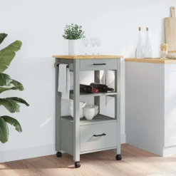 vidaXL Keukentrolley MONZA 48x40x88,5 cm massief grenenhout
