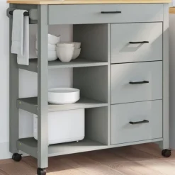 vidaXL Keukentrolley MONZA 84x40x88,5 cm massief grenenhout