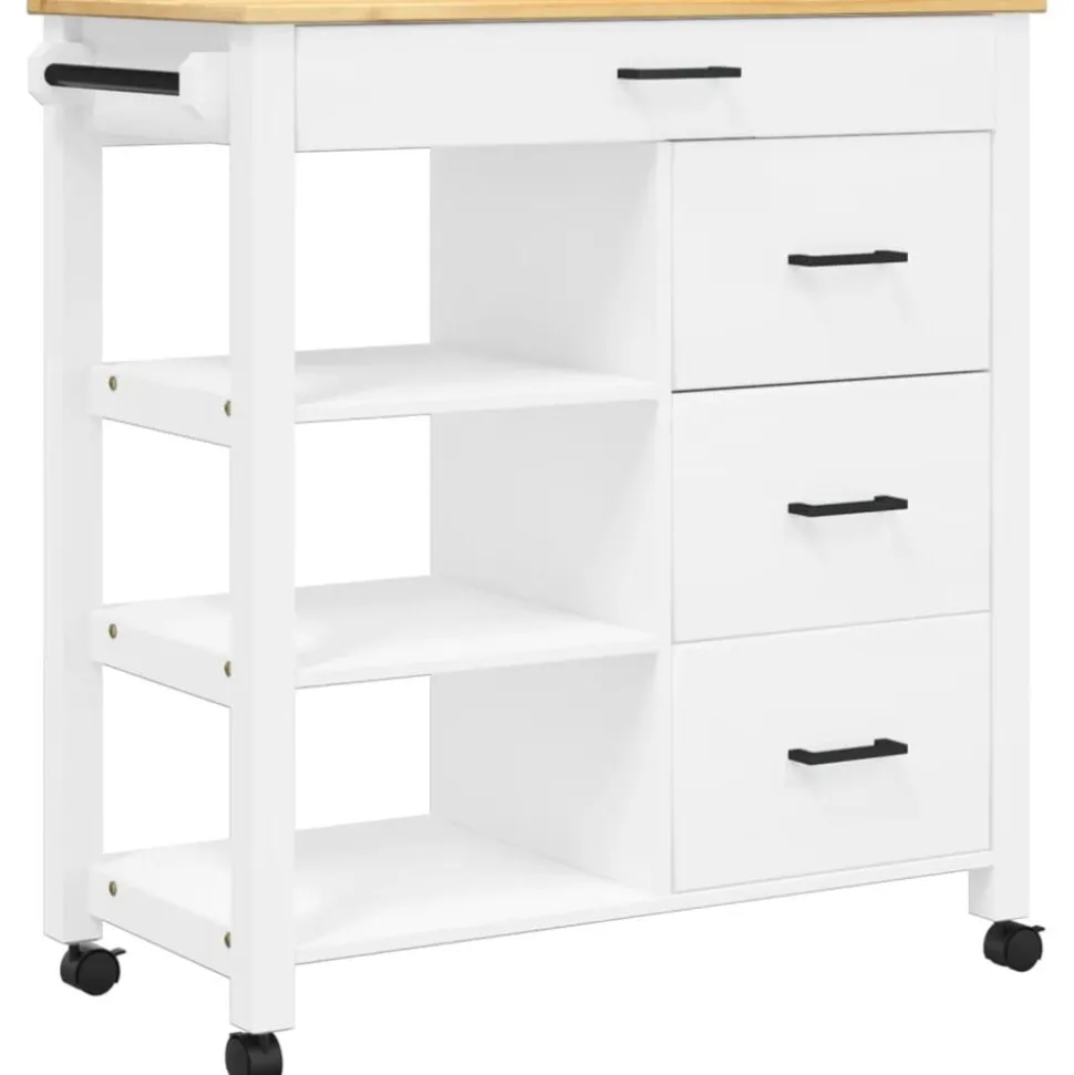 vidaXL Keukentrolley MONZA 84x40x88,5 cm massief grenenhout